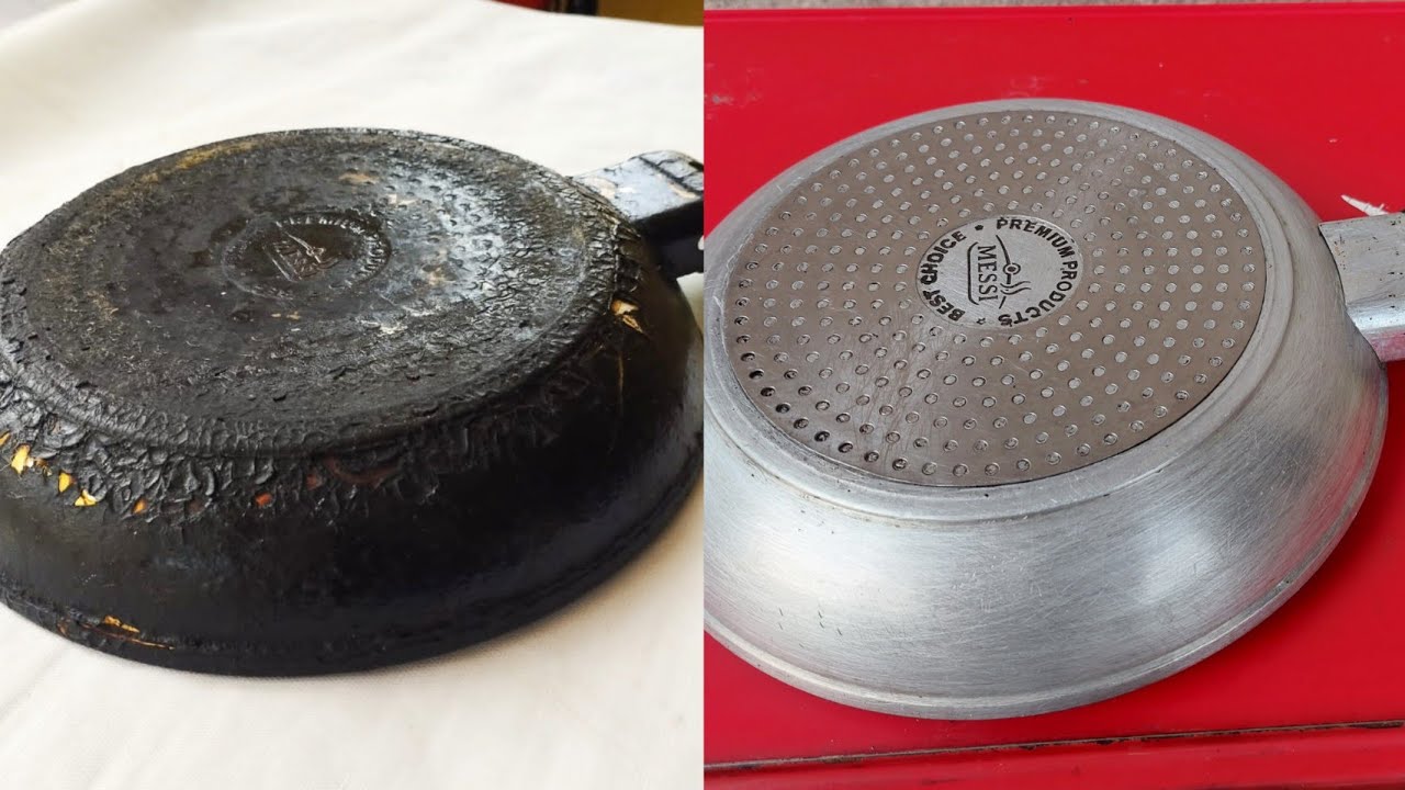 Tämä puhdistusaine on todellinen löytö. Vanhat paistinpannut kiiltävät kuin uudet. Palanut lika ja rasvaiset tahrat ovat kadonneet. Paistinpannun puhdistus aloitetaan pohjasta.